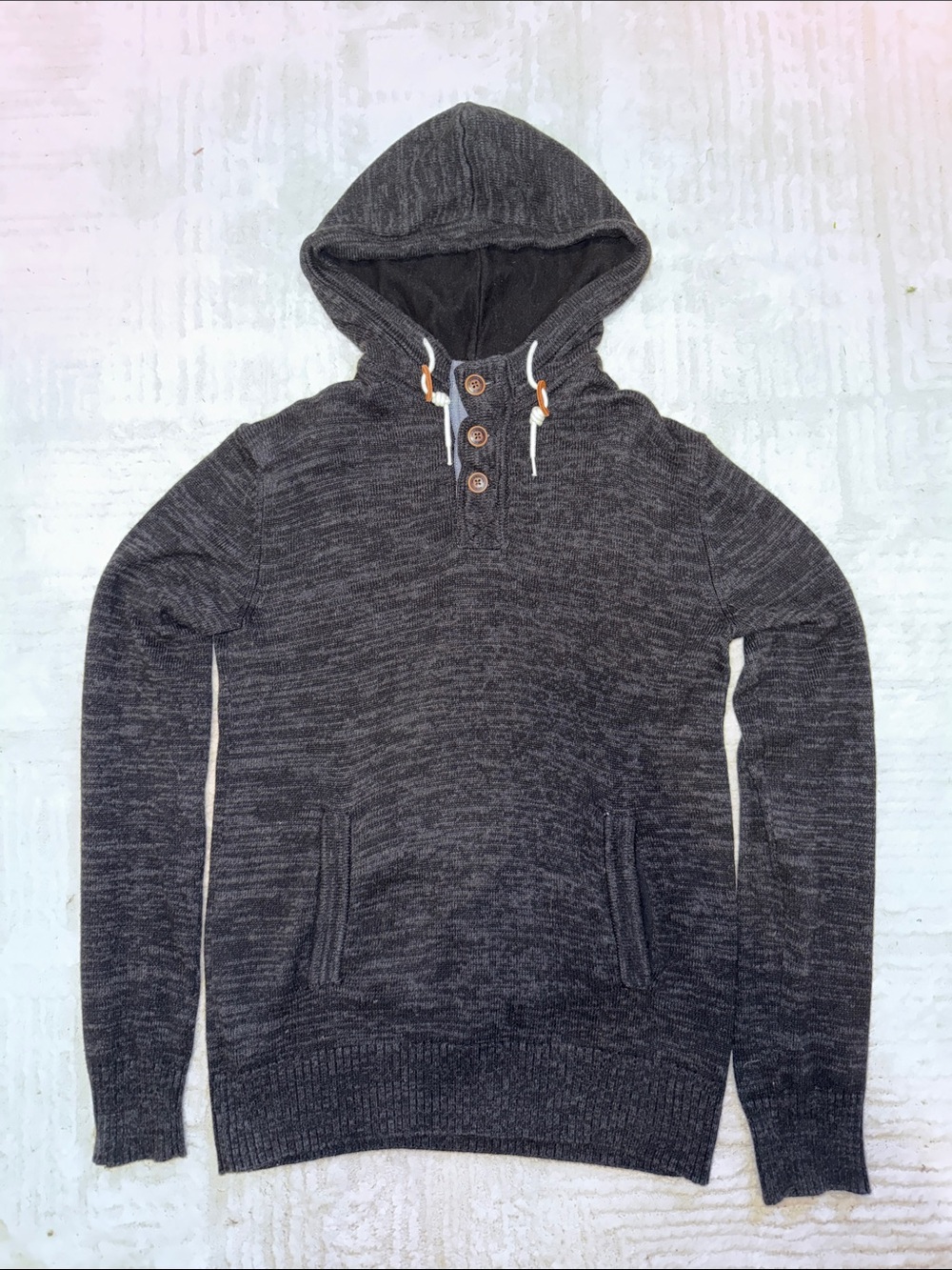 H&M Charcoal Gray Hooded Knit Pullover